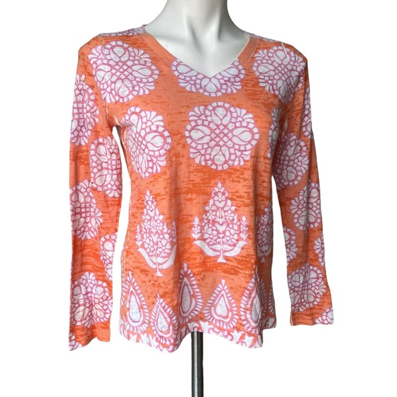 Before & Again V-Neck Burnout Long Sleeve Top, Sz S - Picture 3 of 9